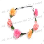 Colored Rose Flower Elastic Headband, Garland