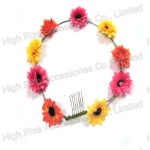 Flower Garland Elastic Headband With Comb