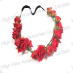 Red Rose Flowers Elastic Headband Garland