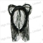 Halloween Lace Cat Ears And Veil Headband Party Headband Cosplay